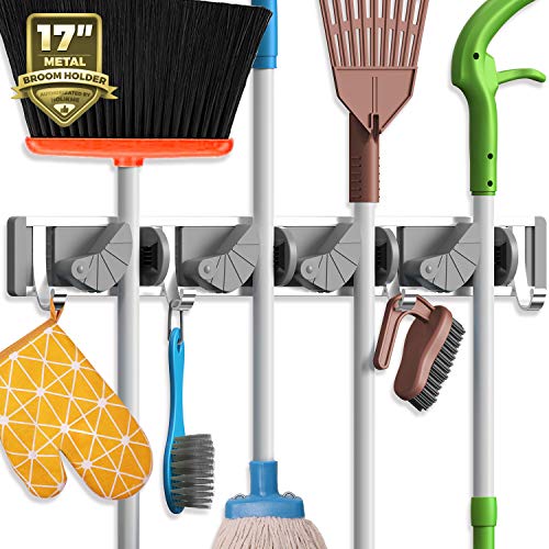 Holikme Mop Broom Holder Wall Mount Metal Pantry Org | All Products - Image 2