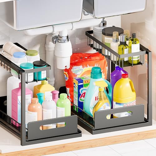 Under Sink Organizer and Storage 2 Pack, Slide Out Cabinet - Image 2