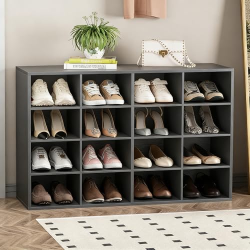 Shoe Storage Bench, Cubby Shoe Rack with 16 Cubbies - Image 2