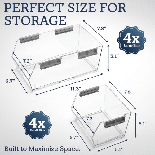 HOMESTEAD Set of 8 Stackable Storage Bins, 4 Large + 4 - Image 4