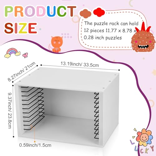 2 Pack 12 Tier Jigsaw Puzzle Organizer Racks, 24 Total Slots - Image 4