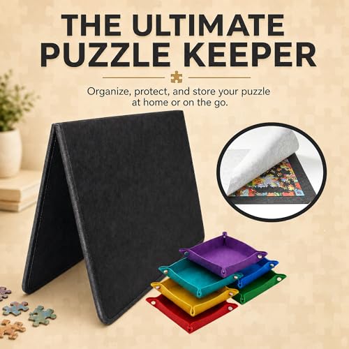 1000 Piece Felt Puzzle Board with Cover - Folding Table, 6 Trays - Image 6