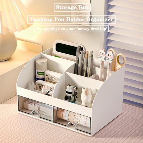 COMFYROOM Desk Organizer with 6 Compartments and 2 Drawers - Image 4
