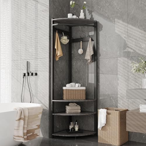 Corner Hall Tree with Shoe Bench & 6 Double Hooks, Space-Saving - Image 7