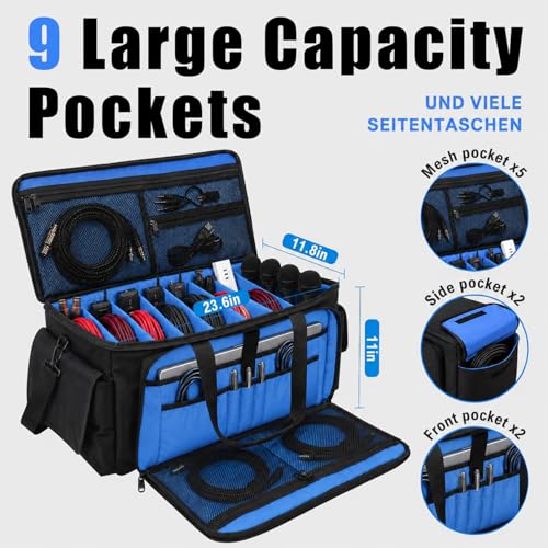 Large DJ Cable Bag Organizer with Laptop Pocket & | Home Organization - Image 7