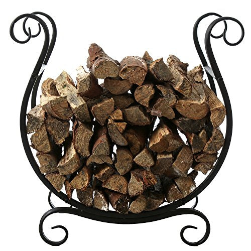 MyGift Black Metal Freestanding Firewood Rack | Home Organization - Image 8