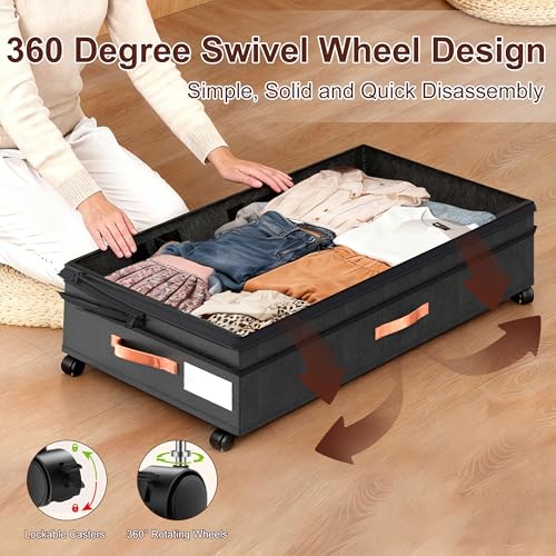 XXL Under Bed Storage with Wheels, 2 Pack 70L Extra Large Rolling - Image 4