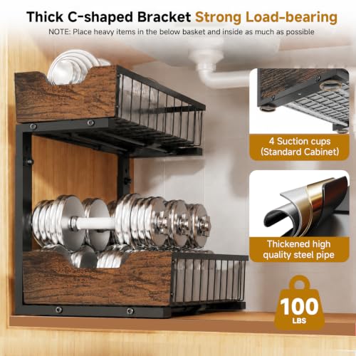 Pull Out Cabinet Shelf 2 Tier Metal Under Sink Organier - Image 7
