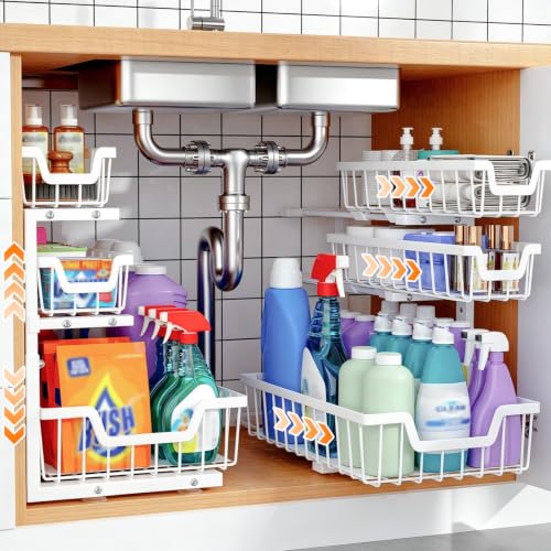 Under Sink Organizer, 2-Pack 3-Tier Height Adjustable Thickened - Image 2