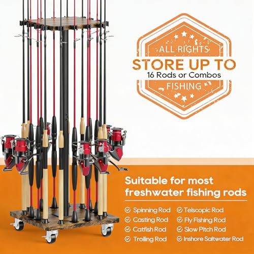 Fishing Rod Holders for Garage 360° Rotating Fishing Pole - Image 7