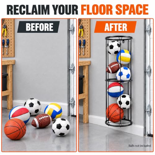 Ball Storage Rack for Basketballs, Soccer Balls & Volleyballs - Image 7