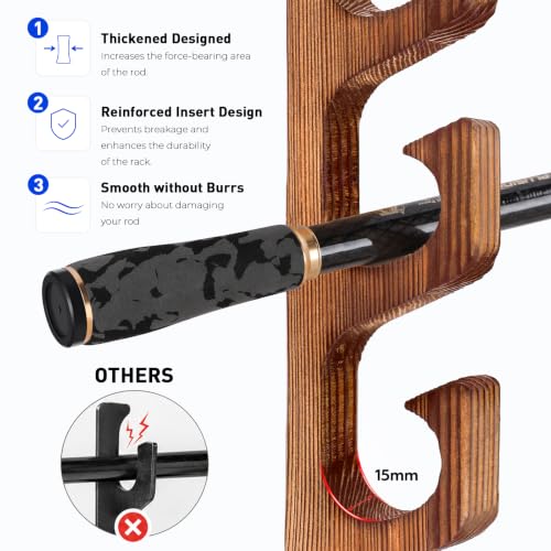 PLUSINNO H5W Solid Wood Fishing Rod Holder, Horizontal - Image 5