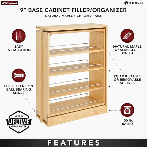 Rev-A-Shelf Kitchen Cabinet Pullout Base Filler, 9" W x 30" H - Image 6