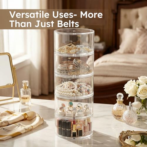 FEMELI Acrylic Belt Storage Organizers For Closet 5-Layer Clear - Image 7