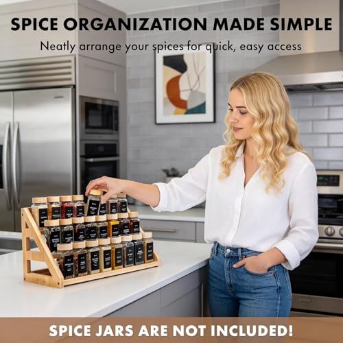 Bamboo Spice Rack - 3 Tier Spices Rack Kitchen Cabinet - Image 7