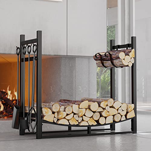 Fire Beauty Firewood Rack Log Holder Wood Storage with 4 - Image 3