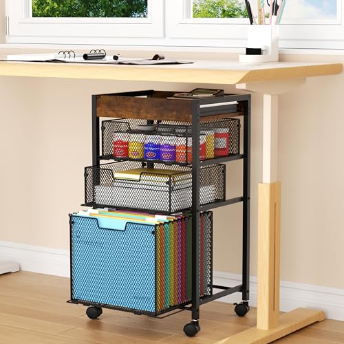 Rolling File Cart with Drawers - 4 Tier Under Desk Storage - Image 3