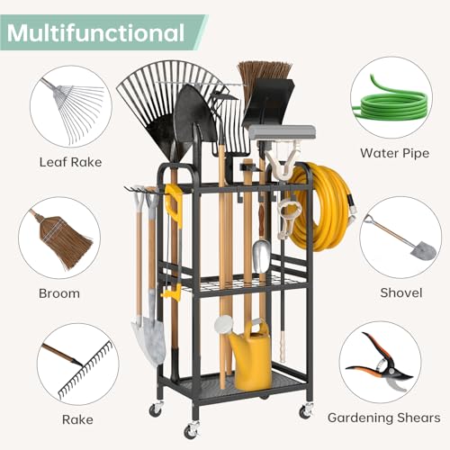 Hadulcet Garden Tool Organizer with Wheels, Yard Tool | Garage Storage - Image 6