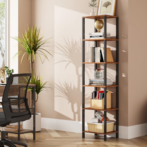 TUTOTAK Bookshelf, 6-Tier Tall Narrow Book Shelf for Small Space - Image 2