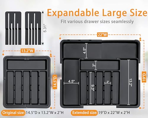 Homecor Silverware Organizer - Expandable Large Kitchen Drawer - Image 3