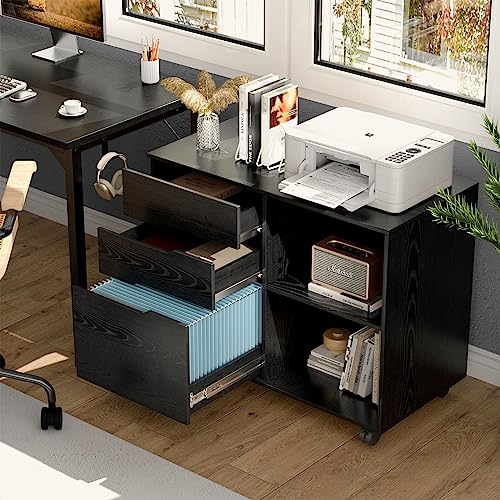 OLIXIS 3 Drawer Lateral File Cabinet, Rolling Printer - Image 3