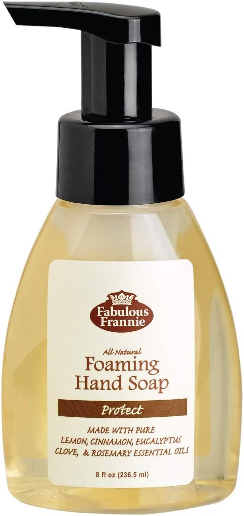 Fabulous Frannie All Natural Ingredients No Synthetics Protect Foaming Hand Soap made with Pure Essential Oils Clove, Lemon, Cinnamon, Eucalyptus and Rosemary 8oz (Pack of 1)