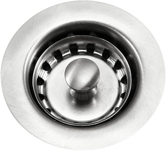 Houzer 190-4200 - 2-1/2 inch Stainless Steel Kitchen Sink Basket Strainer, Durable Food Catcher Stopper for Metal Kitchen Sink, Ideal for Filtering Waste and Preventing Clogs
