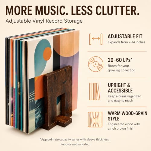 Adjustable Vinyl Record Holder, 20-60 LP Storage Rack, 1 Pack - Image 5