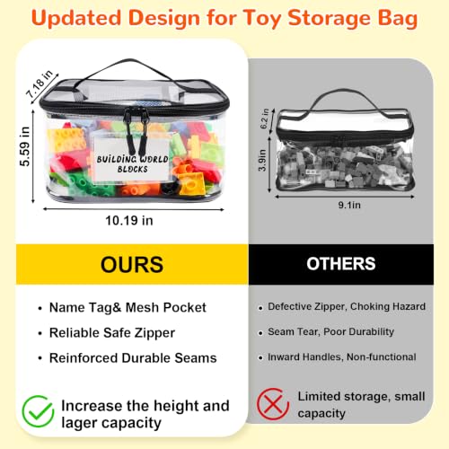 6 Pack Clear Toy Storage Bag with Name Tag& Manual Pocket - Image 3