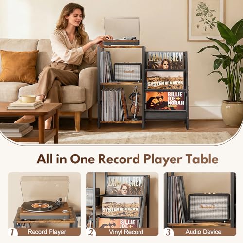 Bikoney Record Player Stand, Turntable Stand with 3-Tier - Image 5