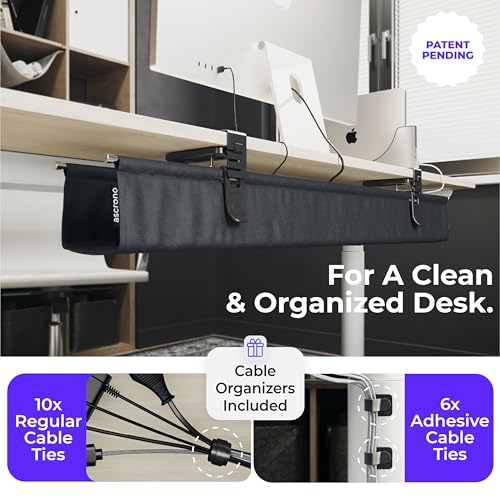 Ascrono Original Under Desk Cable Management Tray, Black, 53.9" - Image 6