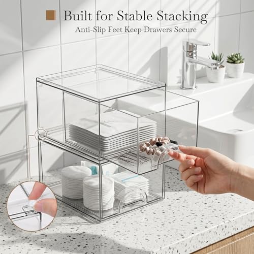8-Pack Small Clear Stackable Storage Drawers - Image 8