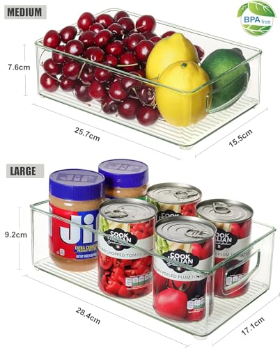 Heyuzb Set of 8 Clear Fridge Organizer Bins, Stackable - Image 7