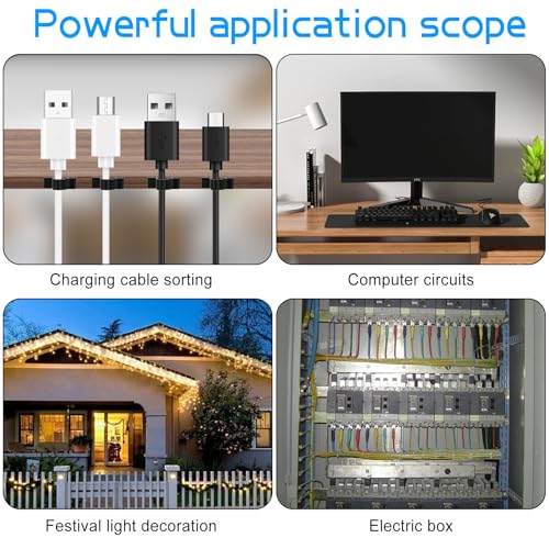 XHF 100pcs Adhesive Cable Wire Clips Black, Outdoor | All Products - Image 8