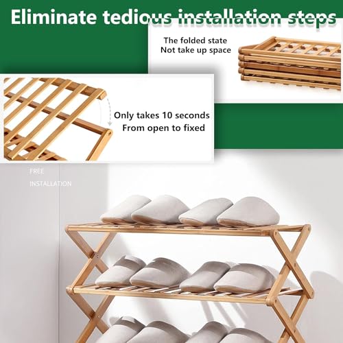 4 Tier Bamboo Shoe Rack,Portable Folding Shoe Storag | All Products - Image 6