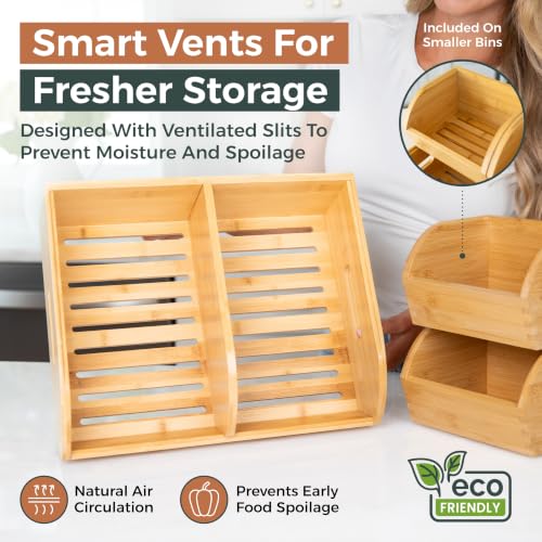 Potato and Onion Storage Bin, Stackable Bamboo Pantry - Image 6