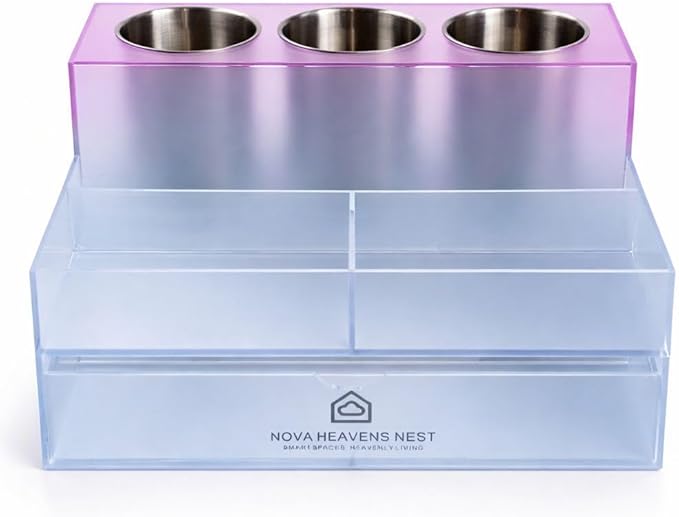 NovaHeavensNest Premium Vanity Hair Tool Organizer Translucent Frozen Acrylic | Large Bathroom Organizer Countertop & Drawer Storage for Hair Tools | Slip-Resistant Hairdryer & Curling Iron Holder