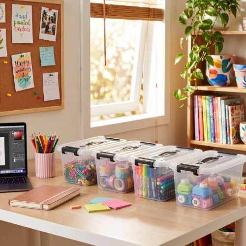 OUTUXED Storage Bins with Lids 10 Pack 7Qt Clear Stackable - Image 6