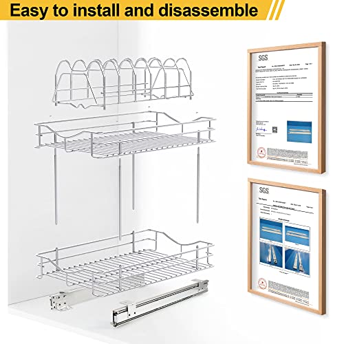 FULGENTE Pull Out Cabinet Pots and Pans Organizer 11" W x 18" D 2 - Image 6