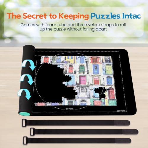 Pohxev Jigsaw Puzzle Mat Roll Up, Portable Saver Pad 34.6” - Image 4