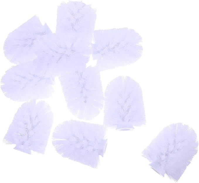 10pcs Replaceable Toilet Brush Heads Heavy Duty Round Head Scrubber Replacement for Bathroom and Toilet Cleaning White Stainless Steel 75x100mm for Home and Hotel Use