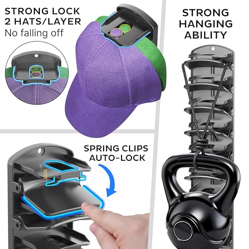 Double Capacity Hat Organizer for Baseball Caps 2 Packs - Image 3