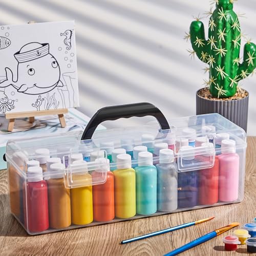 Threehoney 3 Pcs Acrylic Paint Storage Box with Handle, 90 - Image 7