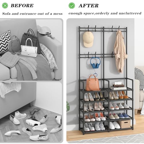Laiensia 5-Tier Entryway Coat Rack, Coat and Shoe Rack - Image 7