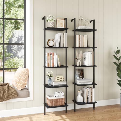 Ladder Shelf, 5-Tier Wood Wall Mounted Ladder Bookshelf - Image 5