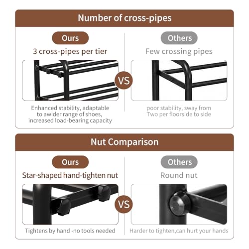 3-Tier Expandable Shoe Rack, Adjustable Shoe Shelf Storage - Image 5