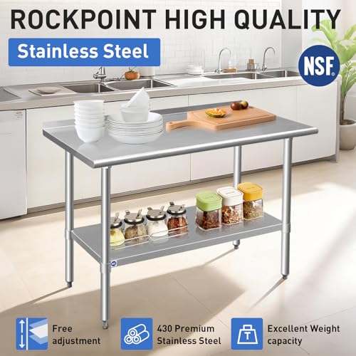 ROCKPOINT Stainless Steel Table for Prep & Work | Home Organization - Image 5