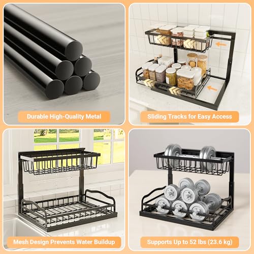 AceMining 2 Pack Under Sink Organizer, 2 Tier Pull Out Cabinet - Image 6