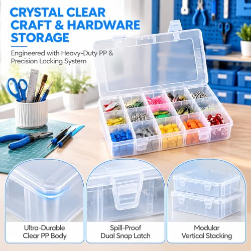 Clear Plastic Organizer Box with Adjustable Dividers, 15 - Image 5