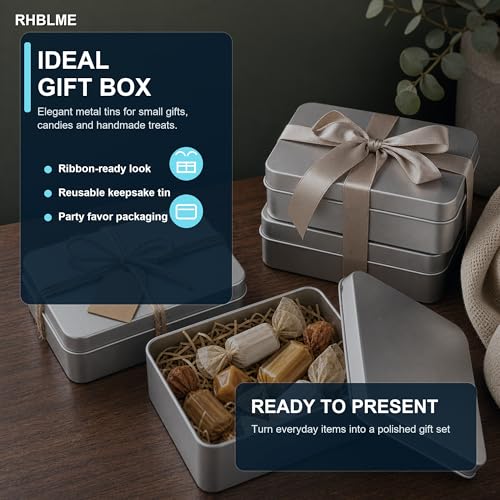 RHBLME 12 Pack Rectangular Tin Boxes with Lids, 4.9 x 3.6 x 1.8 - Image 6